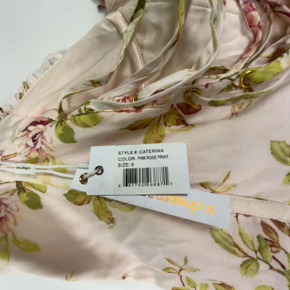 V. Chapman Cream Floral Tiered Maxi Dress with Pink and Green Accents - Picture 6 of 6